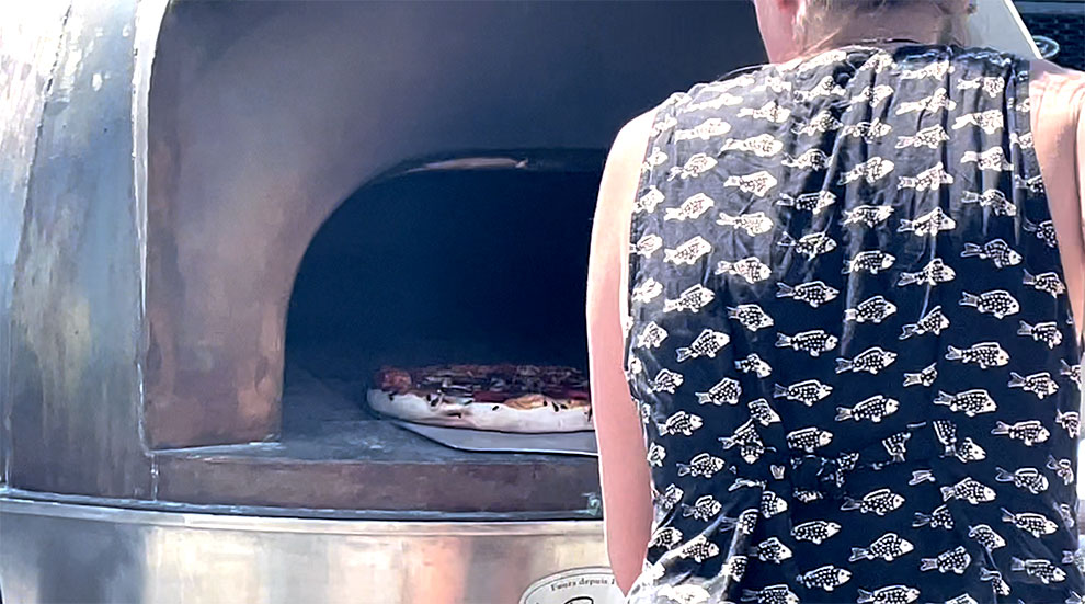 The Maine Grains mobile pizza oven at the 2022 MeANS Summer Celebration